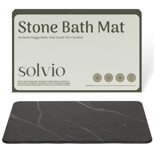 Solvio Quick Dry Shower Stone Bath Mat, 24 x 16 Inch (Marble)