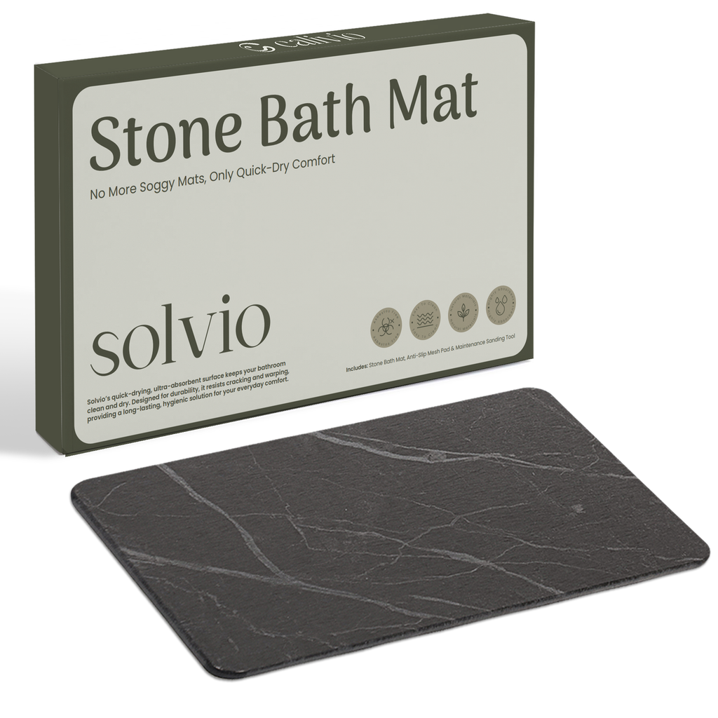 Solvio Quick Dry Shower Stone Bath Mat, 24 x 16 Inch (Marble)