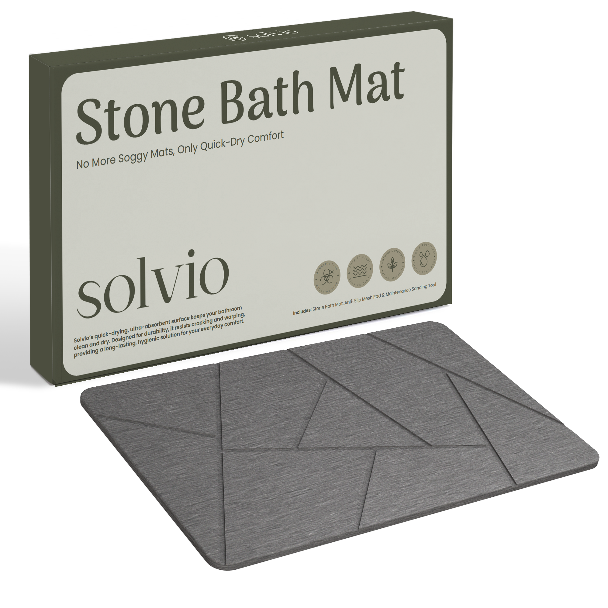 Solvio Quick Dry Shower Stone Bath Mat, 24 x 16 Inch (Abstract)