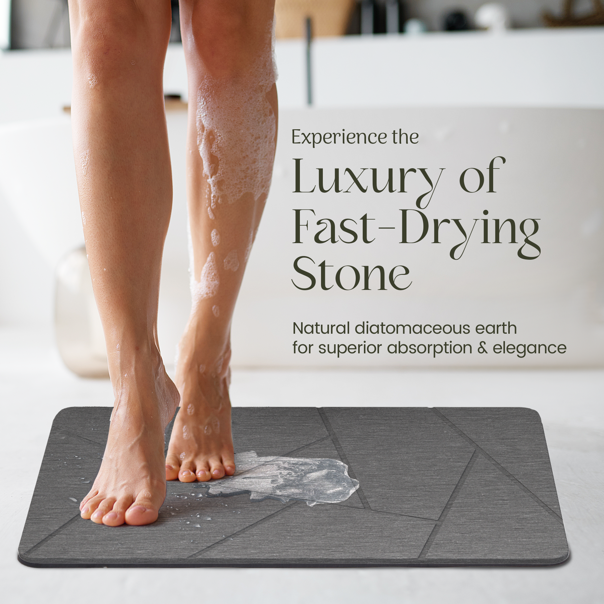 Solvio Quick Dry Shower Stone Bath Mat, 24 x 16 Inch (Abstract)