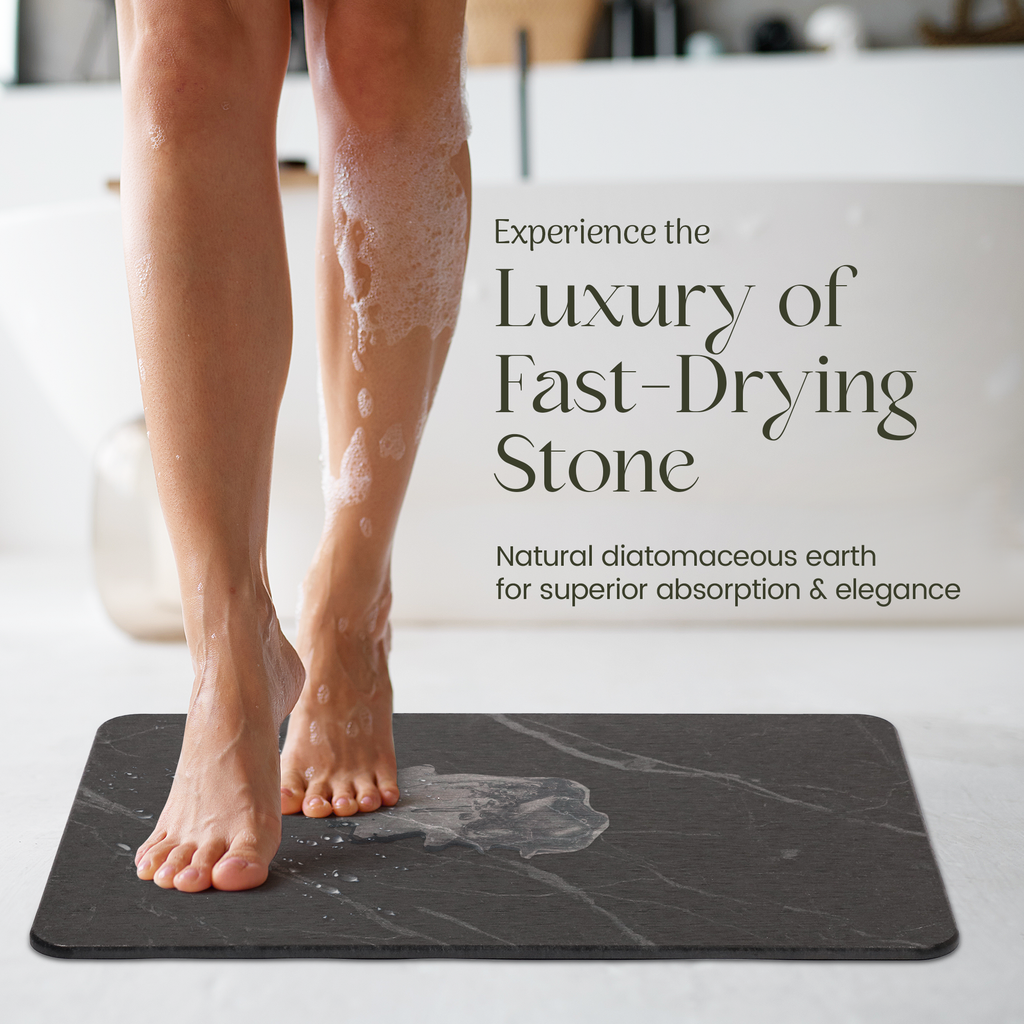 Solvio Quick Dry Shower Stone Bath Mat, 24 x 16 Inch (Marble)