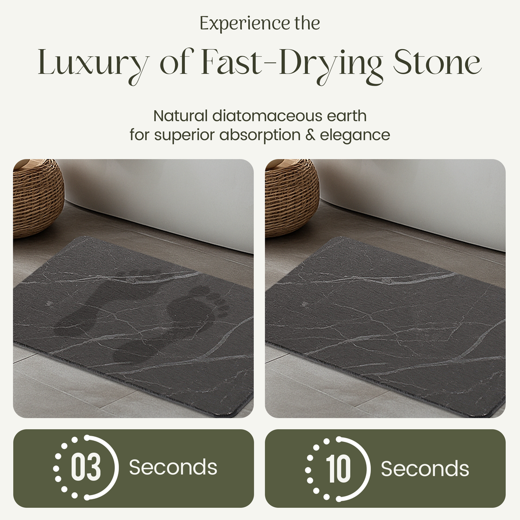 Solvio Quick Dry Shower Stone Bath Mat, 24 x 16 Inch (Marble)