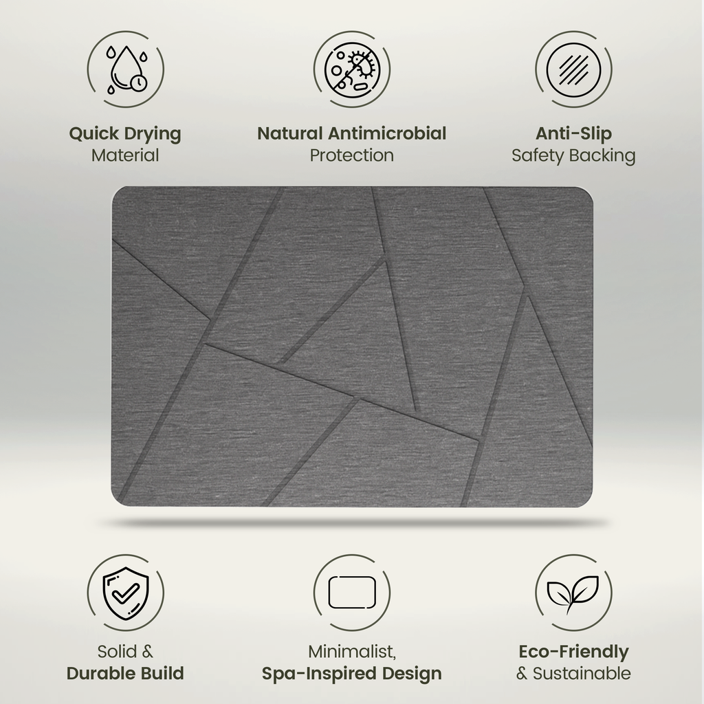 Solvio Quick Dry Shower Stone Bath Mat, 24 x 16 Inch (Abstract)