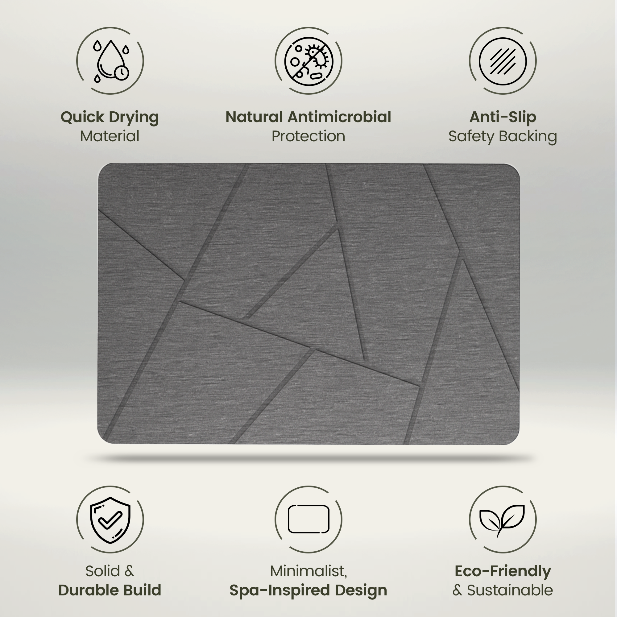 Solvio Quick Dry Shower Stone Bath Mat, 24 x 16 Inch (Abstract)